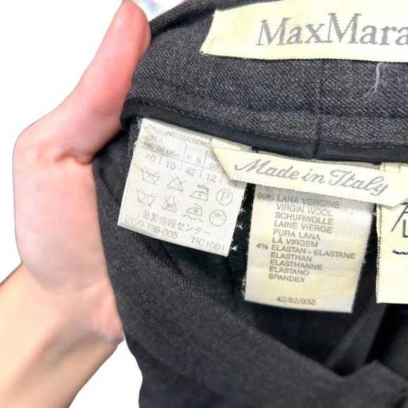 MaxMara‎ Charcoal Gray Wool Vintage Trouser Dress Pants Size US 10 - Picture 7 of 8